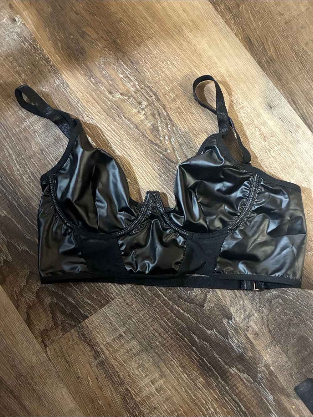 SHEIN Altcore black faux leather underwire bra Medium
